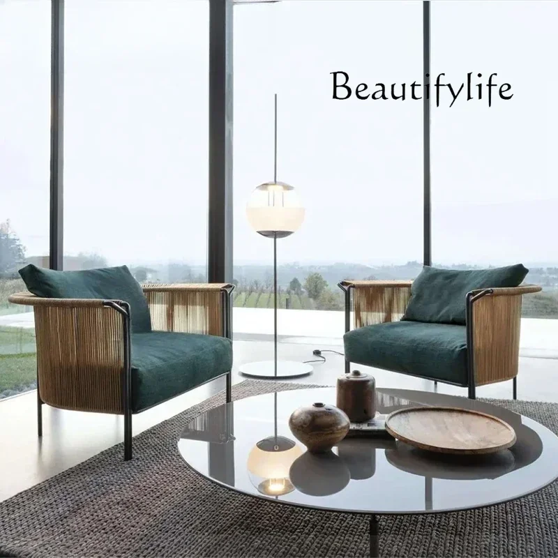 Outdoor sofa balcony open-air leisure coffee table combination outdoor Chinese courtyard rattan sofa chair