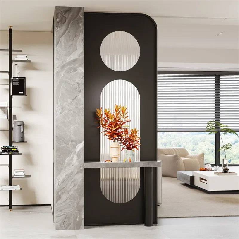 Cream Changhong Glass Screen Porch Entry Wrought Iron Fence Creative Stainless Steel Grille Partition