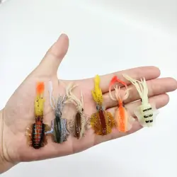 DUODUOYU 6PCS Mini Soft Squid Fishing Lure 6cm 2g Luminous UV Squid Jigs For Freshwater Fishing Lure Wobbler Bait Fishing Tackle