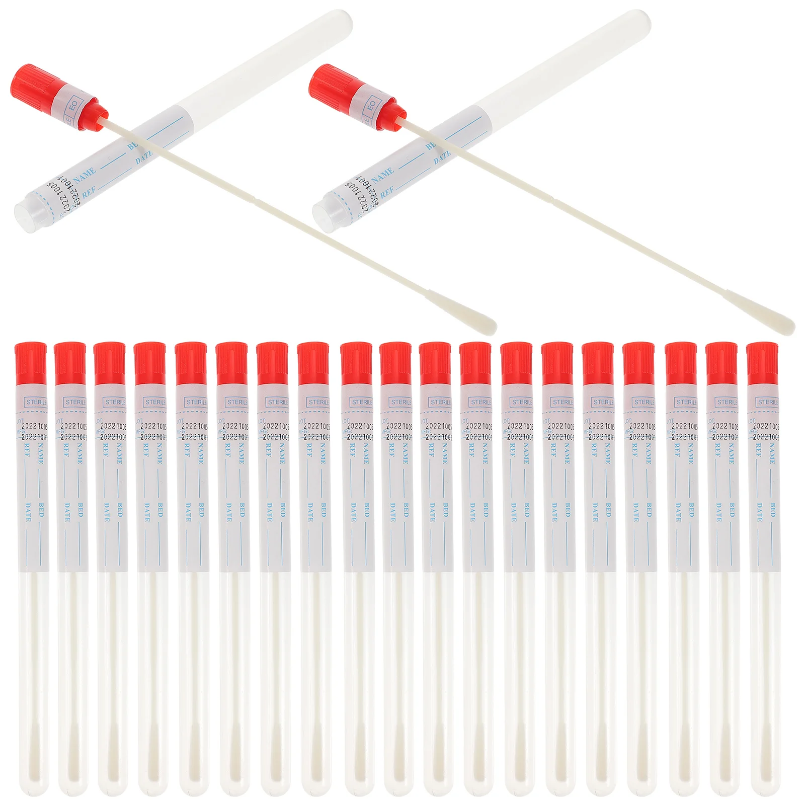 50 ชุด Sampling Swab Multi-Function Pharynx Swabs สะดวกสกรูคอหมวกอุปกรณ์เสริมสีขาวแบบพกพา