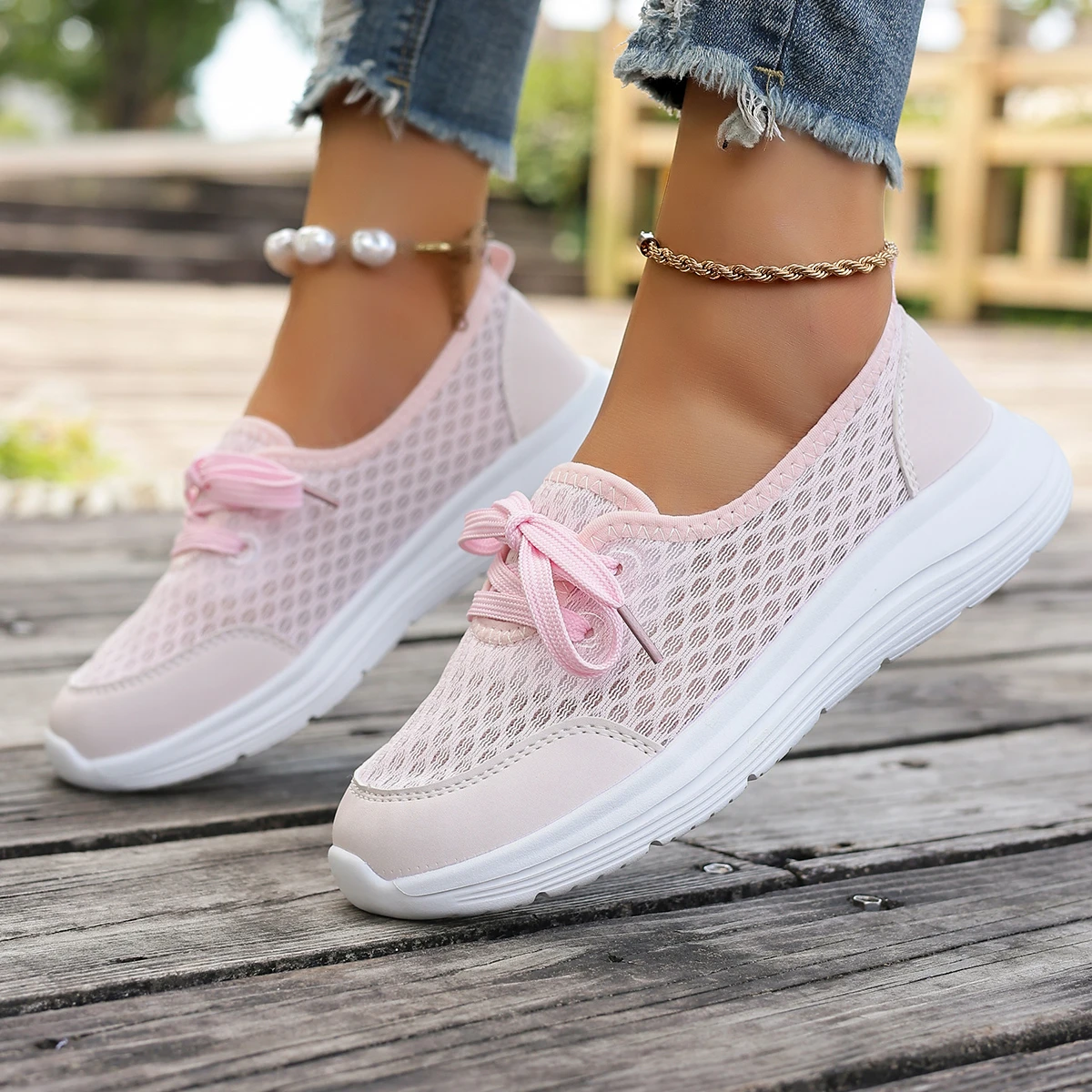 Women Walking Shoes Breathable Mesh Lightweight Non Slip Multicolor Casual Sneakers For Daily Outdoor Work
