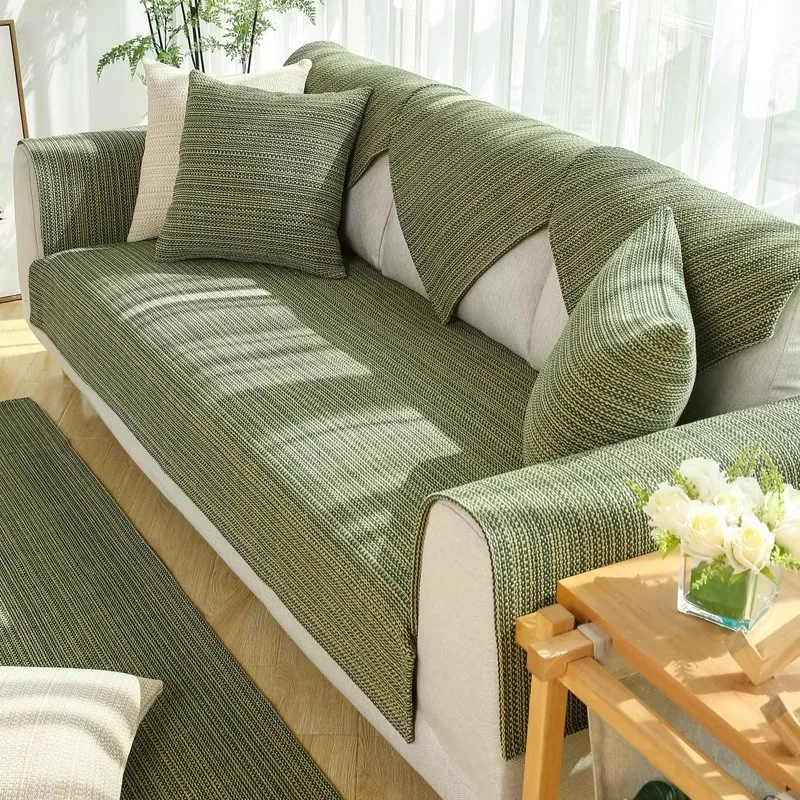 Four Seasons Universal Chenille Sofa Cover Sofa Pad Solid Color Luxury Sofa Mat for Living Room Non-Slip L Shaped Couch Cushion