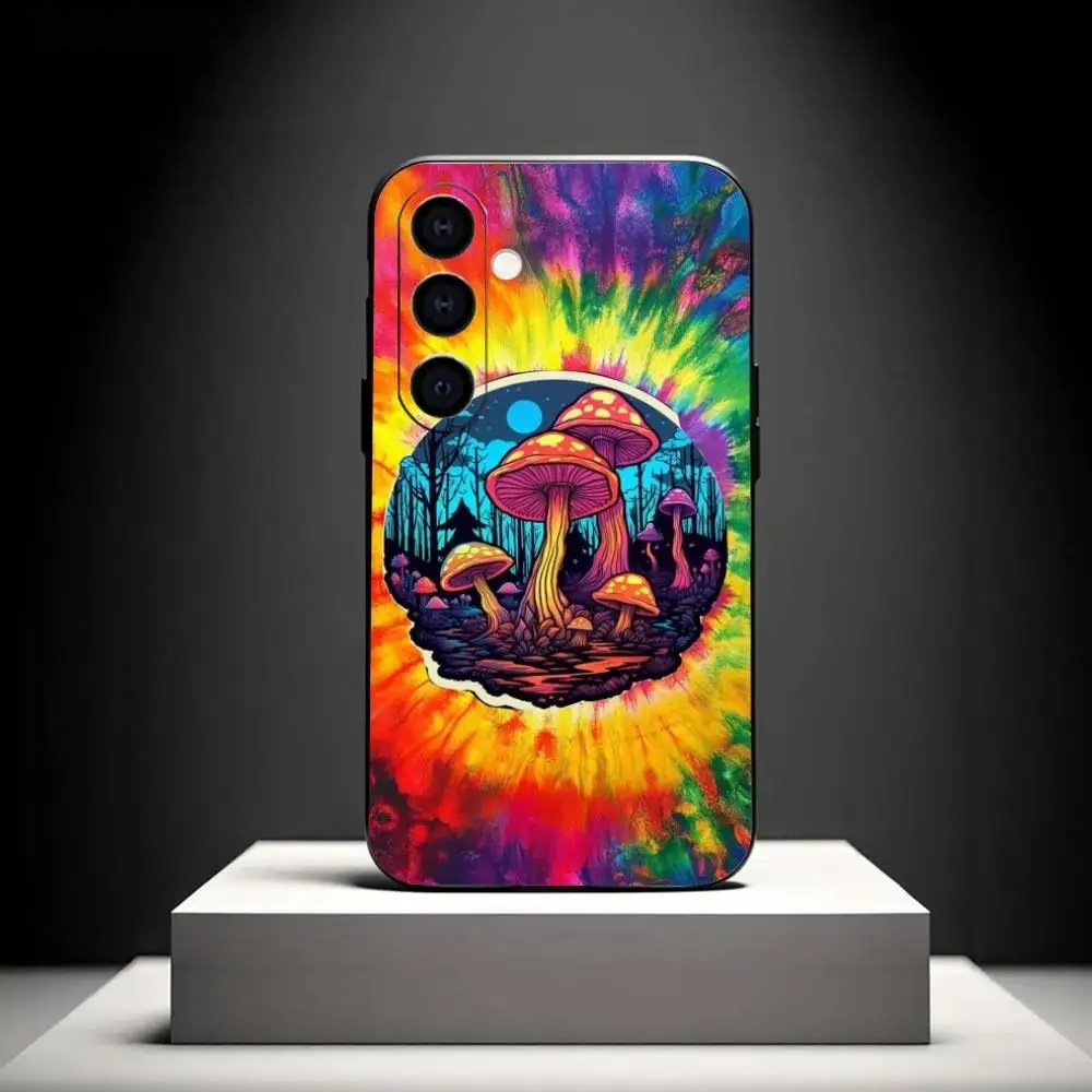 حافظة هاتف Trippy Art Mushroom لهاتف سامسونج جالاكسي A73، A72، A71، A70، A53، A52، A51، أخرى غلاف أسود ناعم #6