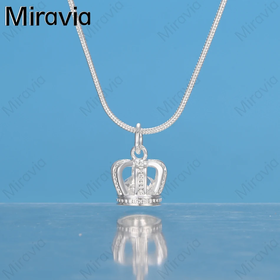 

Miravia 925 Sterling Silver Zircon Crown Pendant Necklace Women'S Retro Personalized Accessories Gift Jewelry