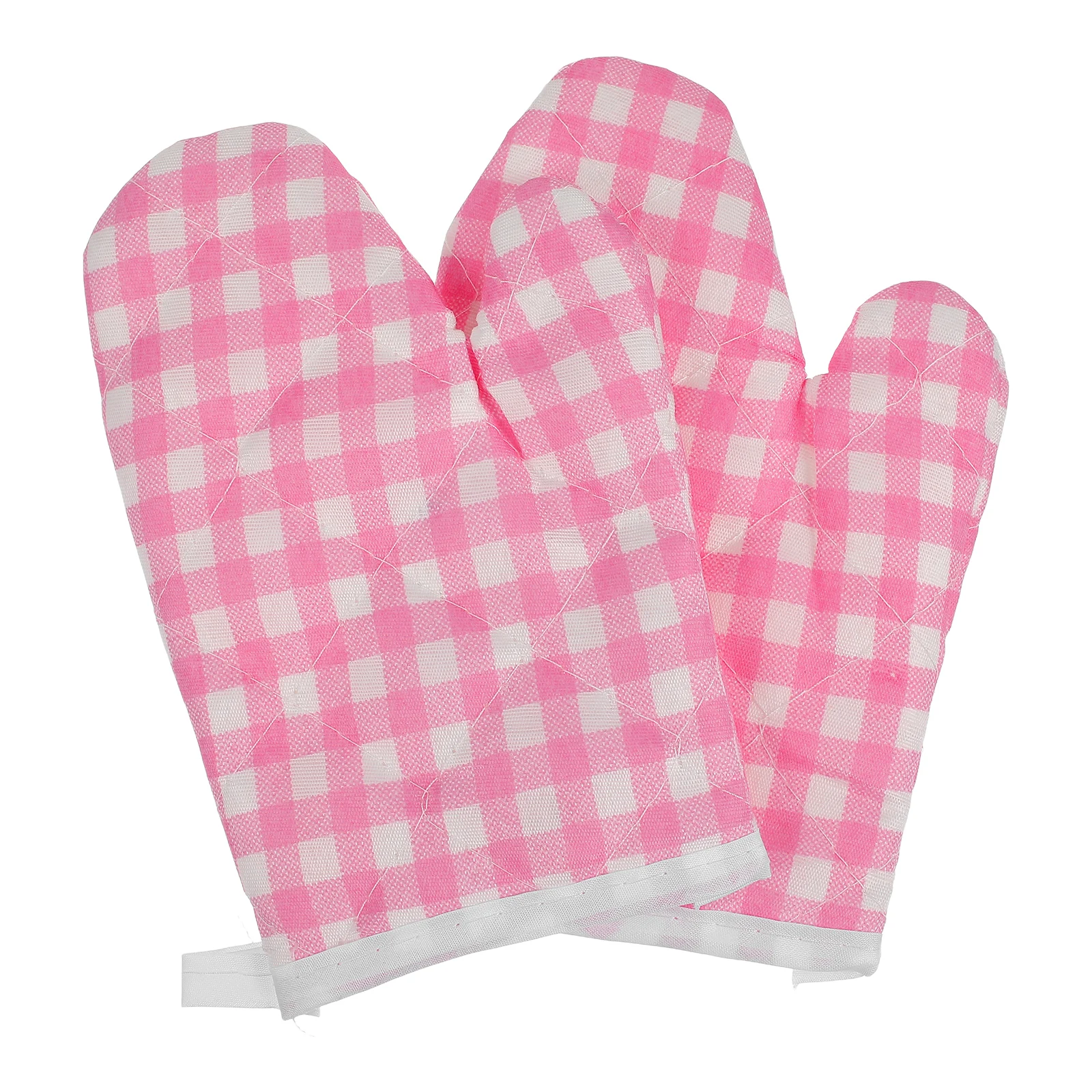 

2pcs Kids Oven Mitts Heat Resistant Microwave Gloves Childrens Baking Gloves Cotton Plaid Non Slip Kitchen Tools