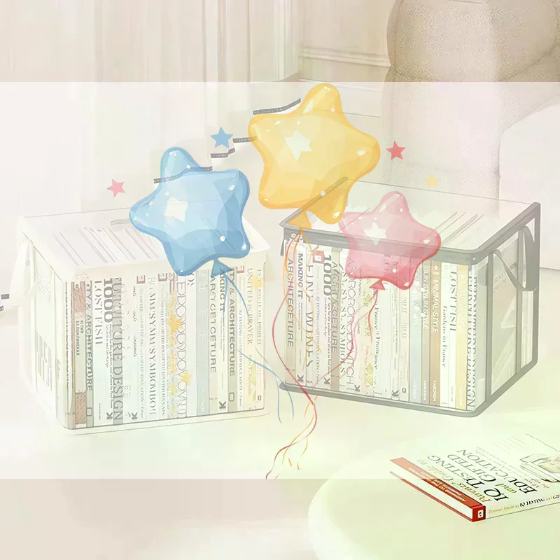 Clear Transparent Storage Box With Dustproof Lid And Portable Handles For Organizing Books Magazines Home Office Study