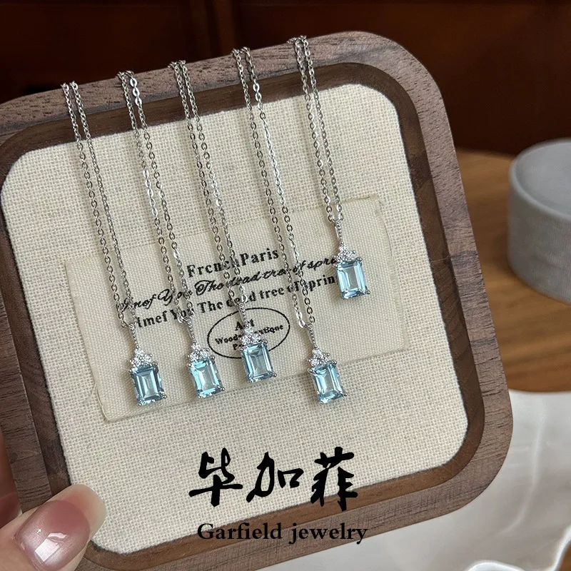 Bracelet Hand String Carat Natural Aquamarine Crystal Perfume Bottle Diamond Pendant For Women S925 Sterling Silver Light Luxury