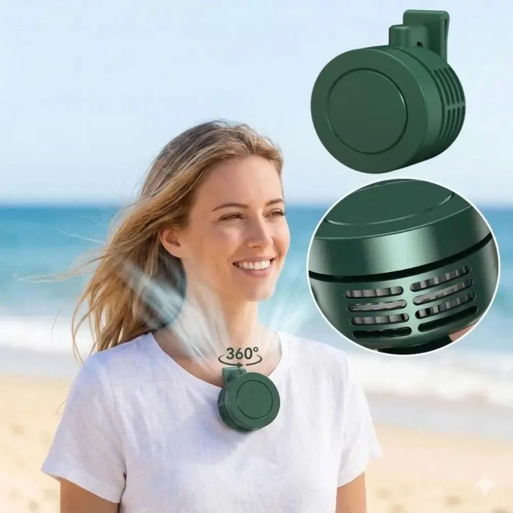 Small Size Clip-on USB Fan High Air Flow Ultra Quiet Wearable Neck Fan USB Powered Lightweight Design Dual Wearable Fan