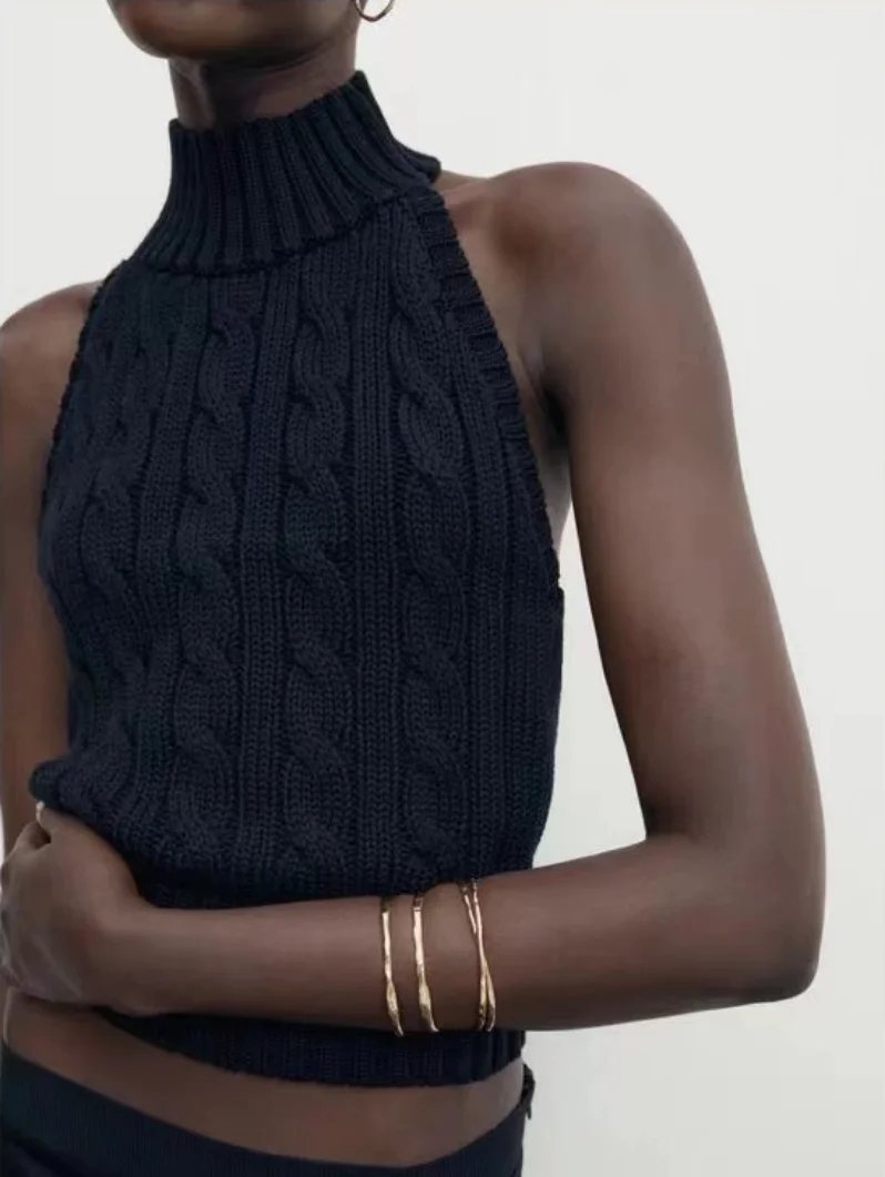 Ethereal Traf Md 2026 YAZHIMEI autumn new style of Women's casual fashion standard crew-neck knitted rib vest