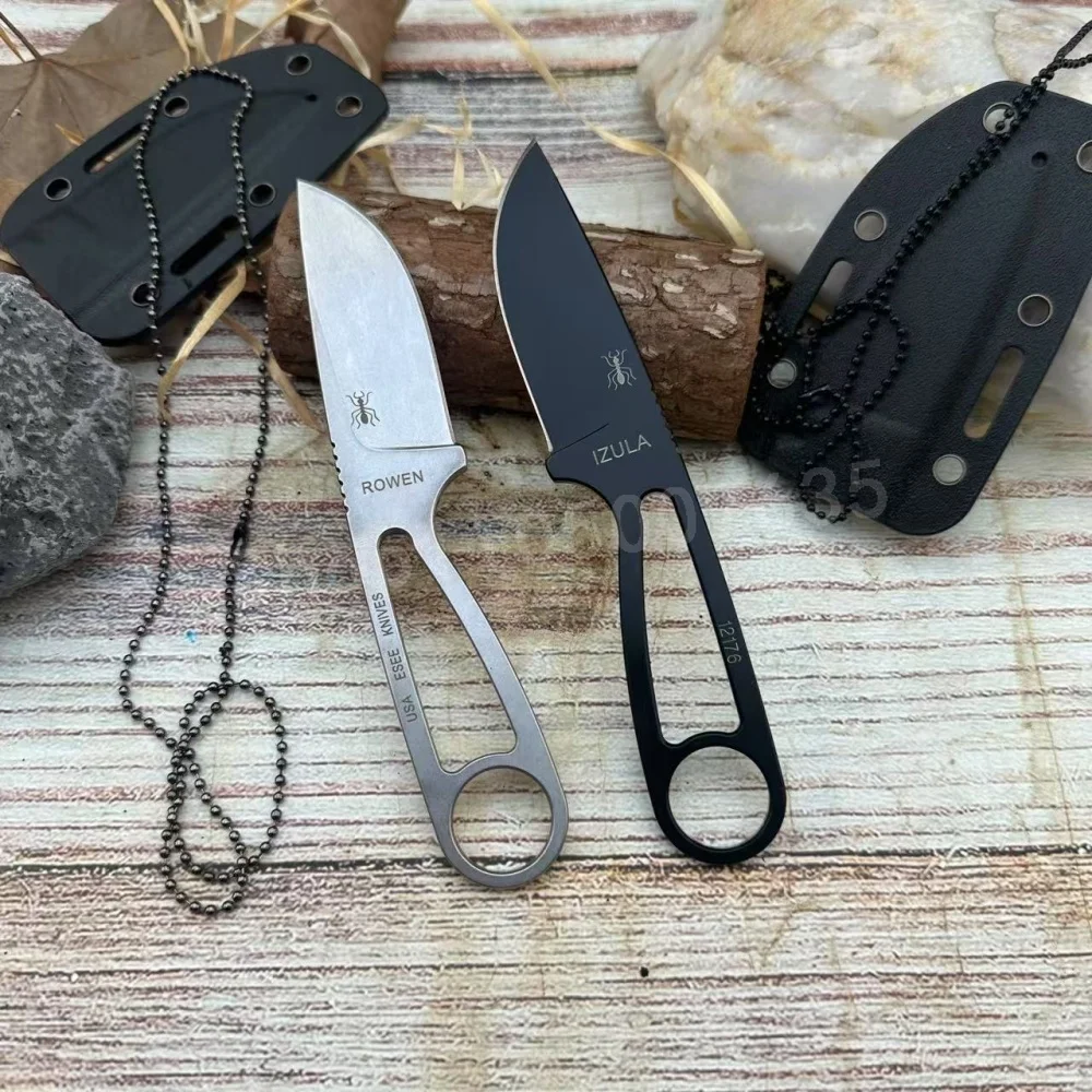 IZULA High-Strength Straight Knife D2 Steel Treatment Outdoor Camping Hiking Hunting Tactical EDC Tool Fruit Knife Men's Gift