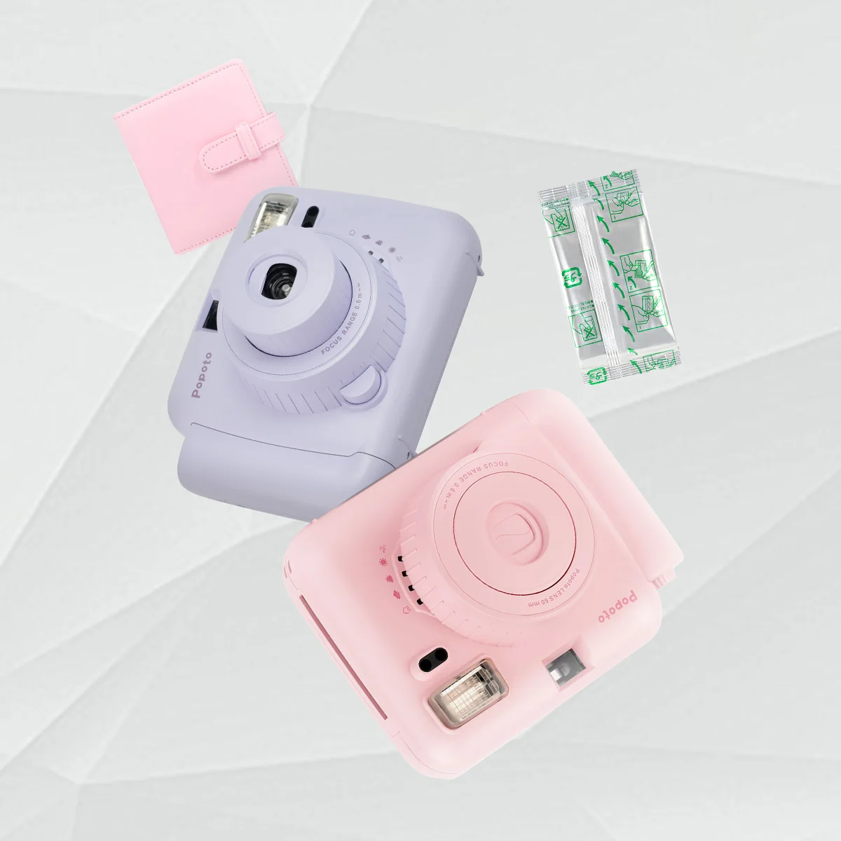 Popoto Instant Camera With 10 Instant  Films Mini Portable Instant Print Built in Flash Auto(Not include Battery)Exposure