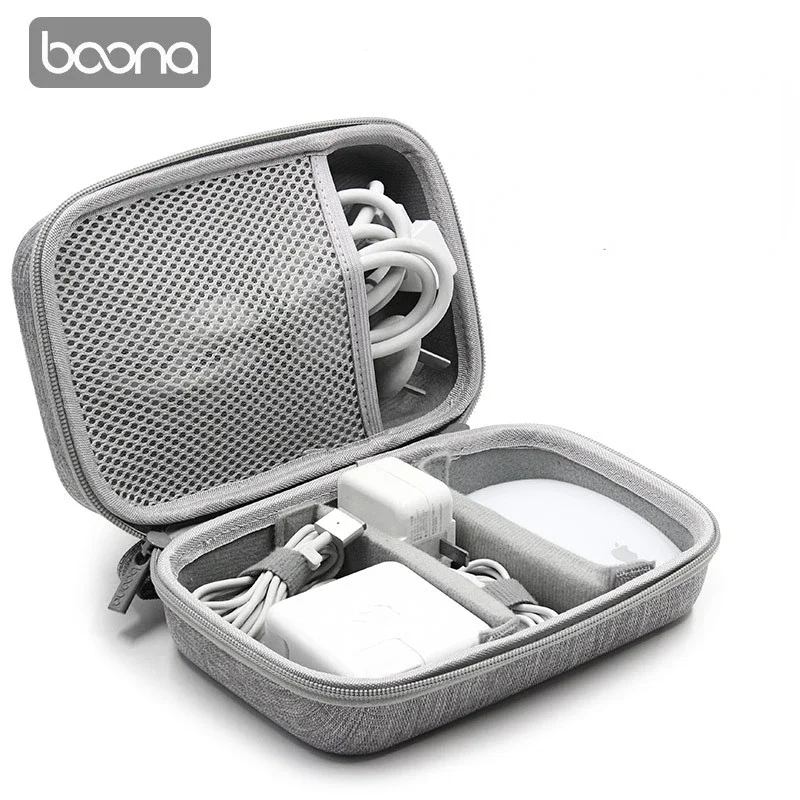 BOONA Headphone Data Cable Storage Bags System Kit Case USB Earphone Wire Pen Power Bank Digital Gadget Devices EVA Zipper Bag