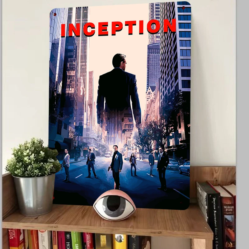 Inception Movie Poster Custom Metal Wall Art Vintage Decorative Painting for Living Room Bedroom Home Decoration