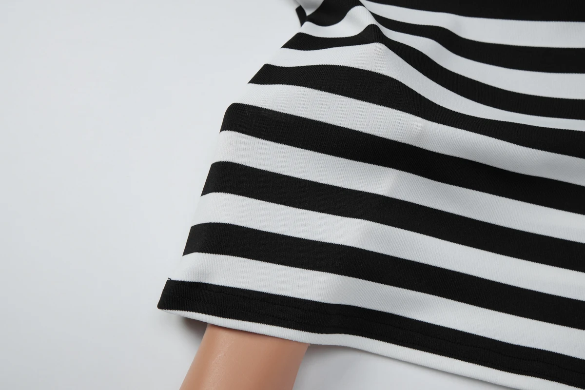 Hugcitar Modisches Langarm-Crop-T-Shirt mit Streifendruck, Sexy Figurbetont, Herbst-Damenkleidung, Streetwear, Party, Club, Großhandel – Detail 10
