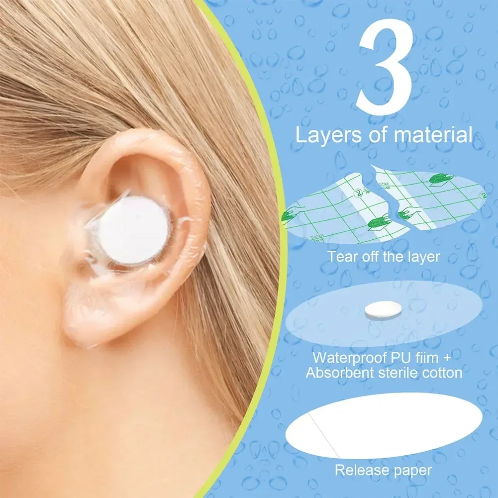 60pcs Kids Shower Waterproof Ear Stickers Shield Earmuffs Anti-wear Heel Disposable Bath Swim Cover Protector for Kids Adults