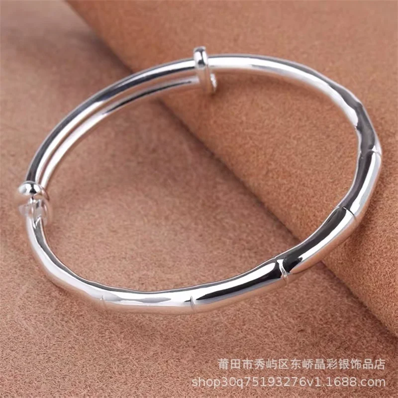 S925 Sterling Silver Ladies Bracelet Luxury Jewelry Open Silver Bracelet Push Pull girlfriend valentine's day birthday gift