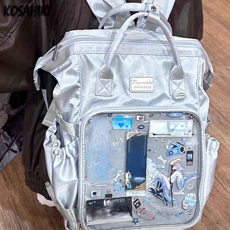 

Japanese Fashion Y2k Aesthetic Backpack Fashion Casual Vintage Transparent Schoolbags Women All Match Ins Backpacks for Students