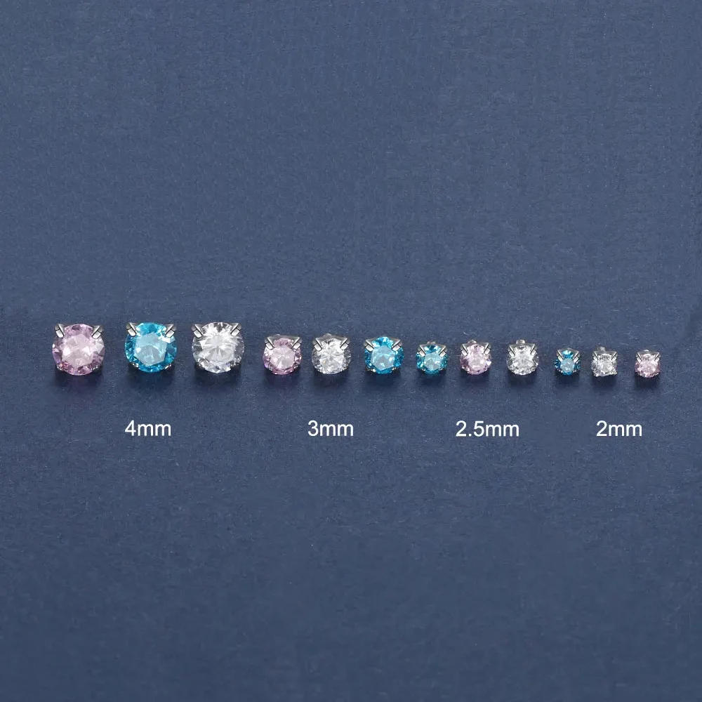 10/50pcs G23 Titanium Crystal zircon Microdermal Piercing Labret Lip Stud  Dermal Anchor Top Internally Thread Ends Body Jewelry