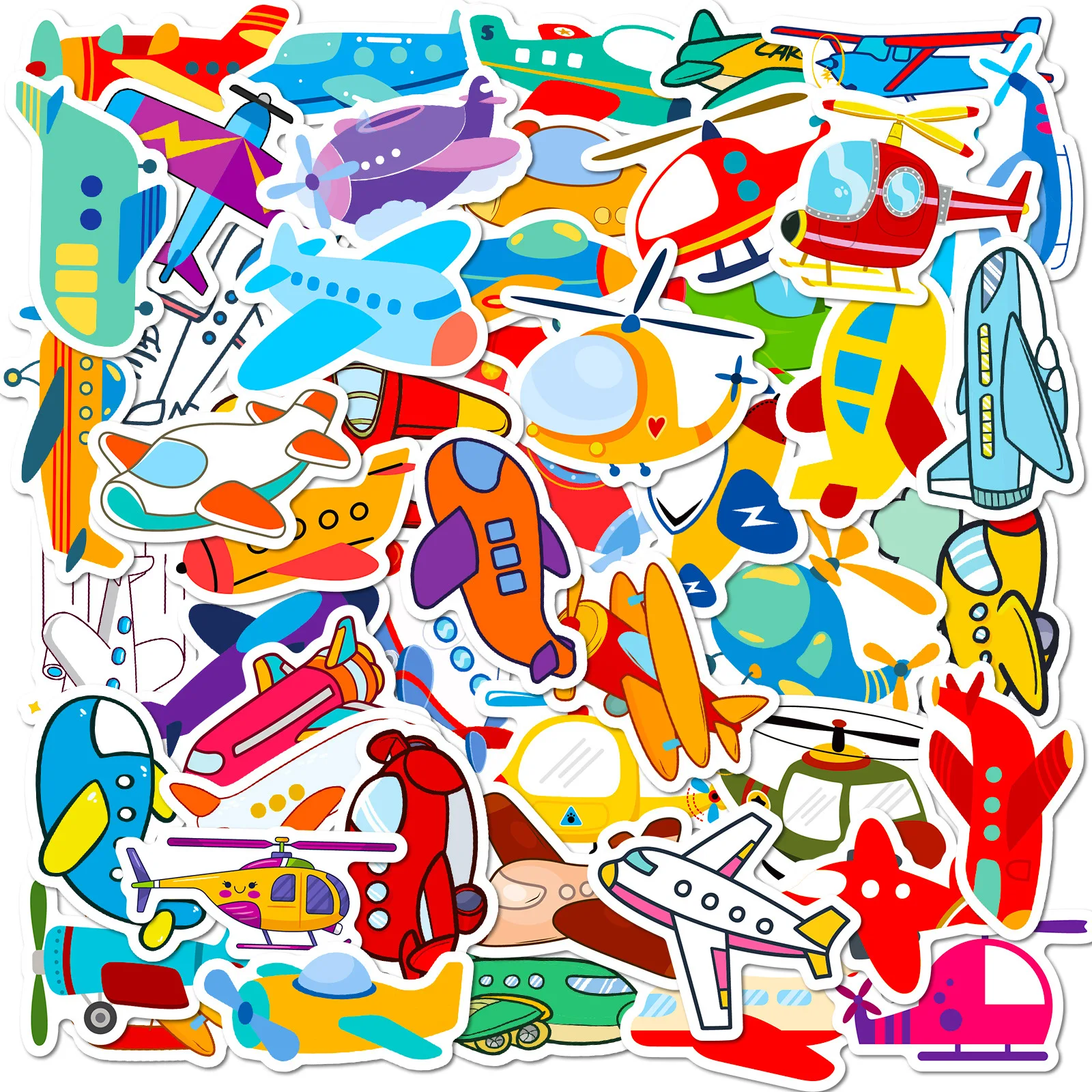 10/25/50pcs Mixed Cartoon Airplanes Plane Stickers for DIY Kids Toy Scrapbooking Stationery Water Bottle Phone Laptop