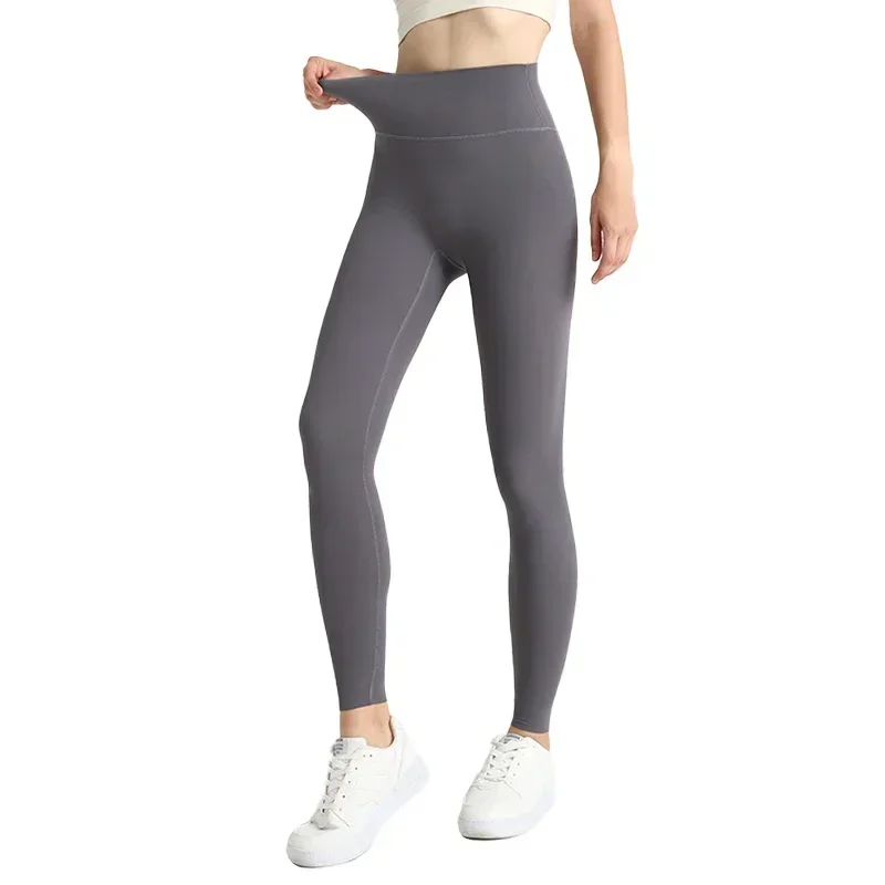 2024 Summer Solid Color High Waisted Sport Gym Fitness Leggings Exercise Yoga Running Cycling Pants Breathable Sports Leggings