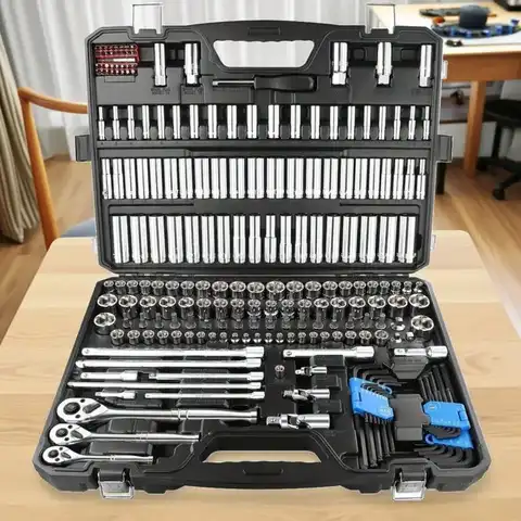 46-Piece Socket Wrench Kit, Universal Automotive Repair Toolbox, With Ratchet And Extension Bar, Durable Combination Mechanical