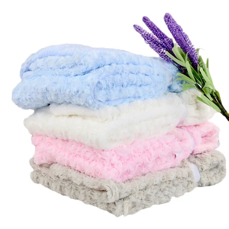 Baby Blanket Newborn Double Layer Rose Fleece Fluffy Plush Baby Swaddle Wrap Envelope Newborn Baby Bedding Blanket Kids Blanket