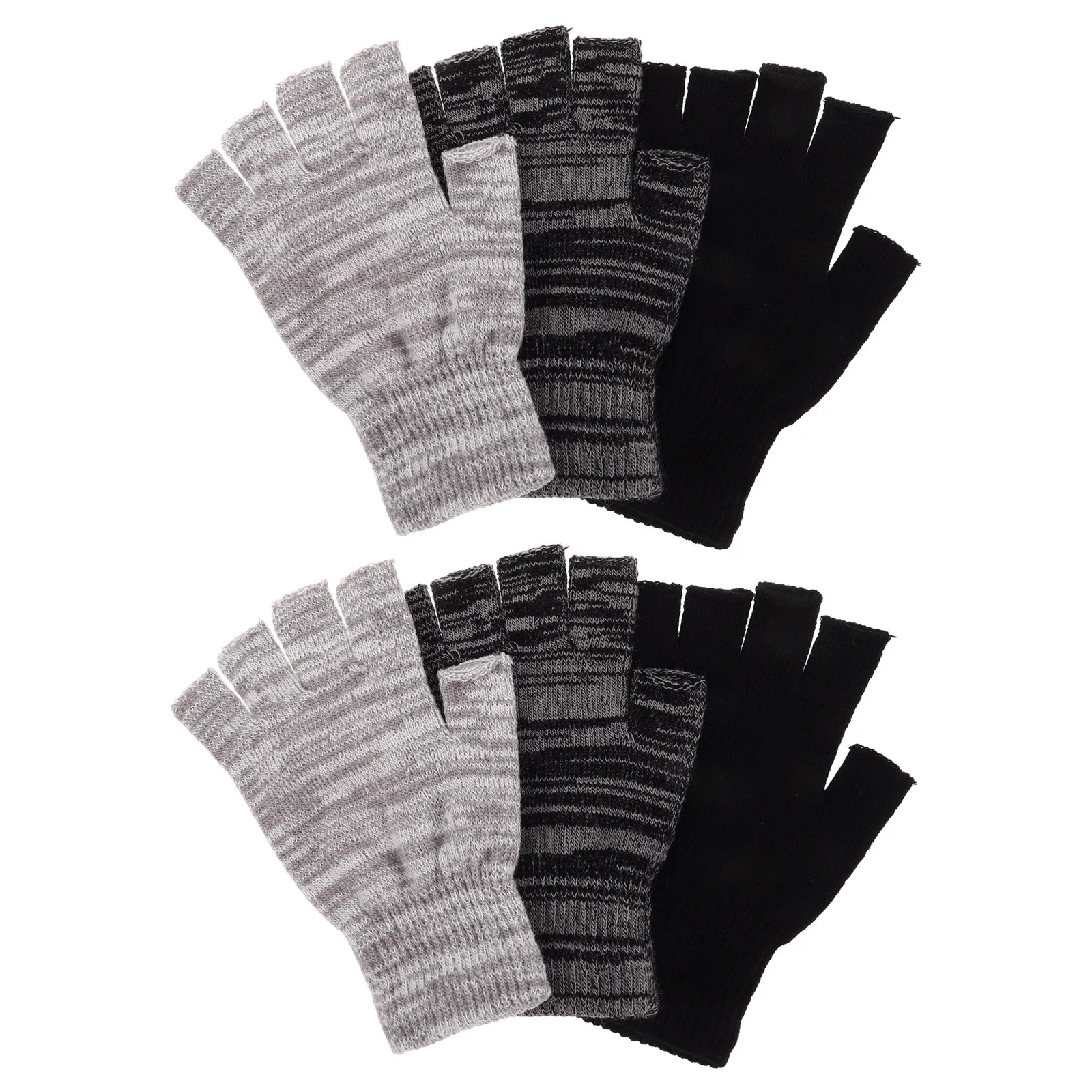 3Pairs Winter Knitted Gloves Half Finger Warm Stretchy Cold Weather Driving Cycling Touchscreen Women Accessories