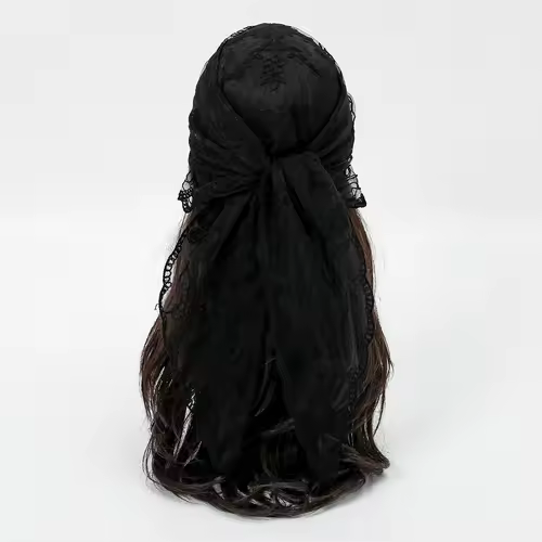 Elegant Lace Scarf Hollow Out Embroidery Foulard Bandana Solid Color Triangular Scarf Thin Vintage HandkerChiefs for Hair Woman - Image 13