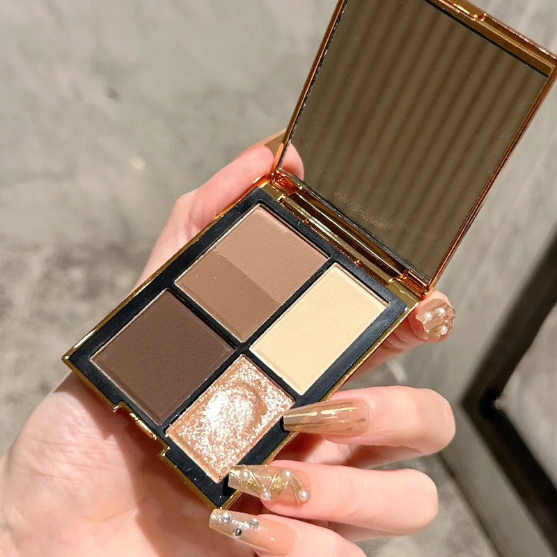 Luxurious 5 Color Eyeshadow Palette - Velvet Matte and Shimmer Effect Durable Waterproof Delicate Finish Makeup Pearly Glitter