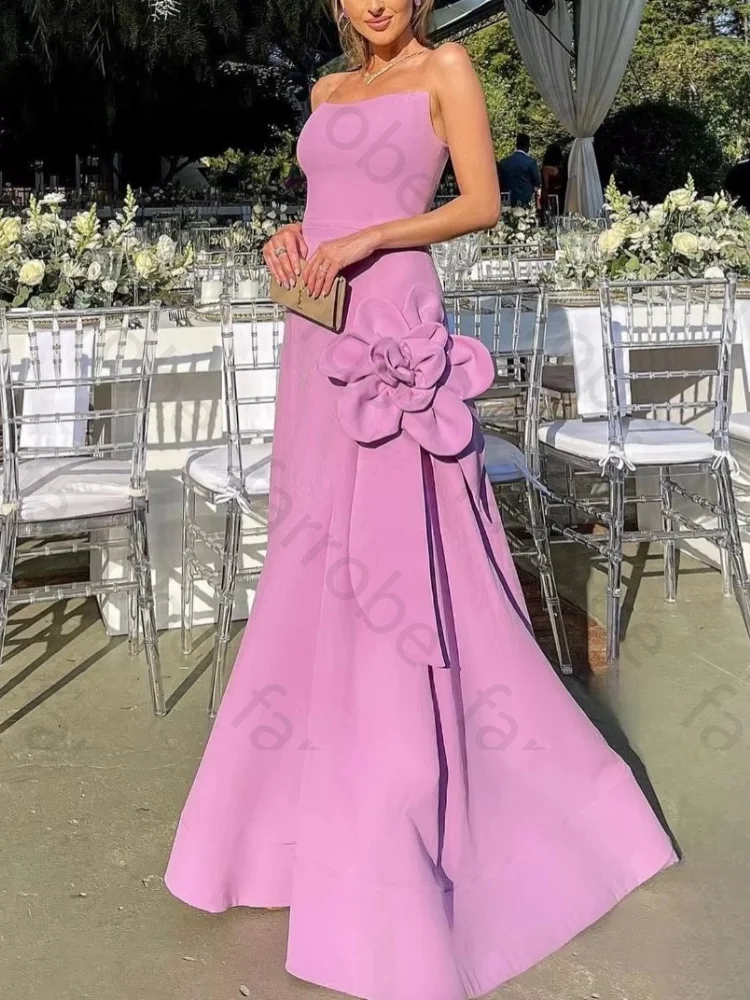 Customized Fashion Jersey Flower Trumpet Strapless Long Dresses Homecoming Dresses Chinese Style Formal Sizes Available High Qua