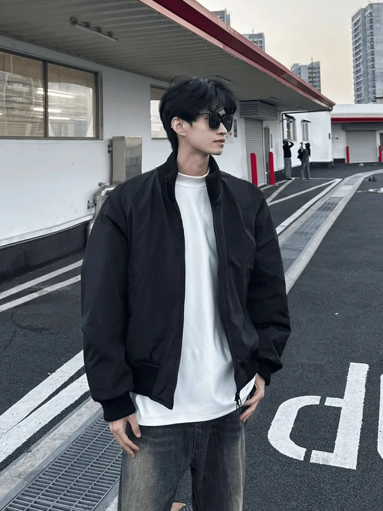 

American Sle High Street Bomber Thiened Cotton Jaet Men's Winter ort Sle Warm Cotton Coat Polyester Fabric Jaet