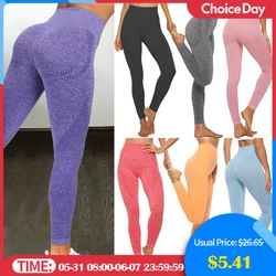 Leggings deportivos de cintura alta sin costuras para niña y mujer, pantalones femeninos para hacer fitness, correr o practicar yoga, mallas con push up y elásticas