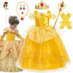 Girls Princess Dresses Kids Belle Party Costume Children Christmas Birthday Flower Clothes Beauty and the Beast Fancy Disguise