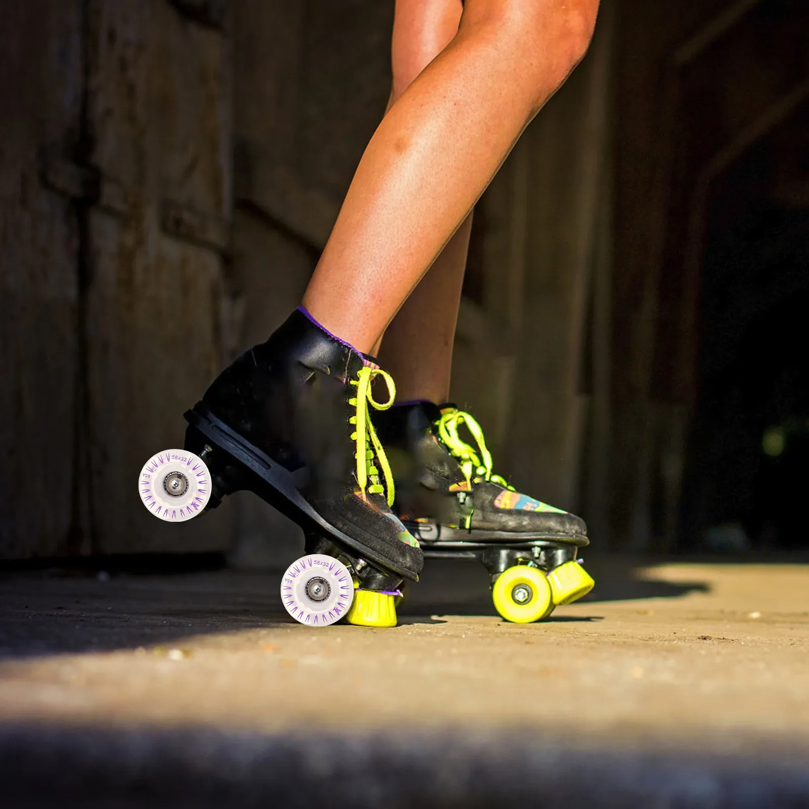 

2Pcs Roller Skate Flashing Wheels Double Row LED Light Up Quad Skateboard Accessories Replacement Parts Indoor Outdoor Skating