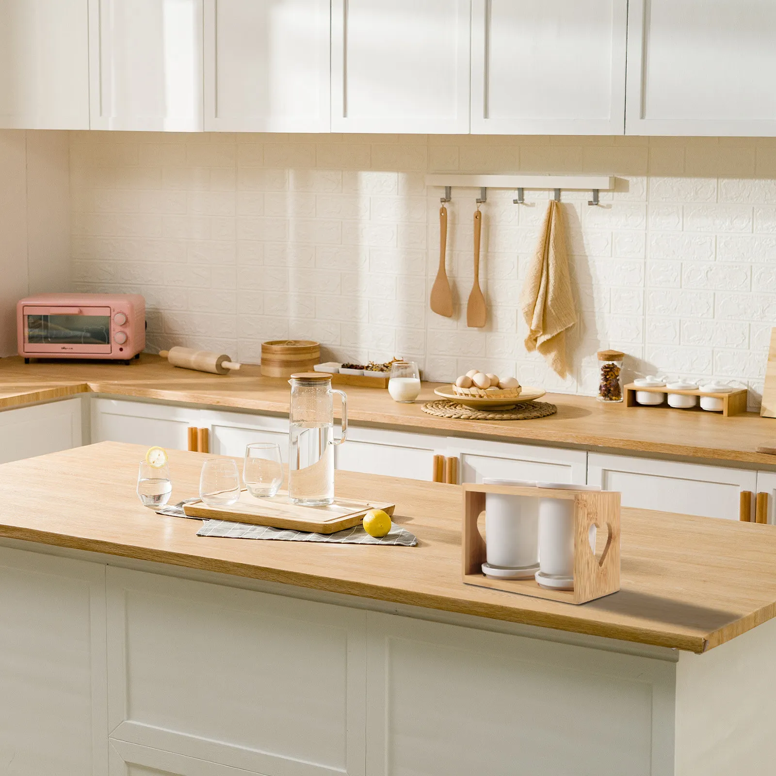 

Набор керамических контейнеров для столовых приборов с бамбуковой крышкой и дренажной подставкой для ложек, вилок, палочек для еды, хранения посуды, кухонные аксессуары