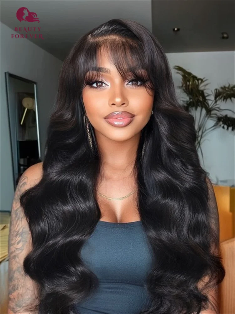 

Beautyforever Glueless Lace Frontal Wig Side-Part Fluffy Loose Wave Wig With Wispy Air Bangs 13x4 Lace Front Human Hair Wig