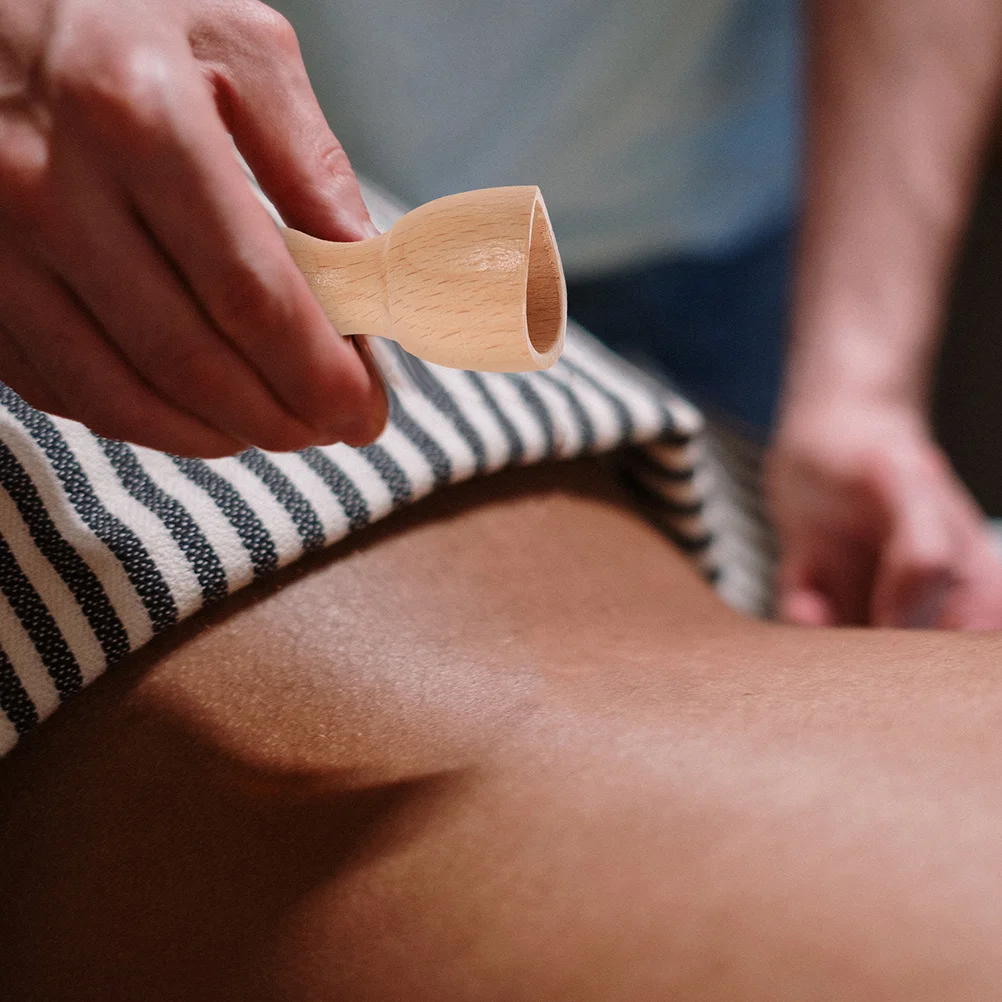 

Wooden Massage Cup Natural Beech Wood For Face Body Cupping Gua Sha Tool Portable Facial Massager Muscle Relaxation