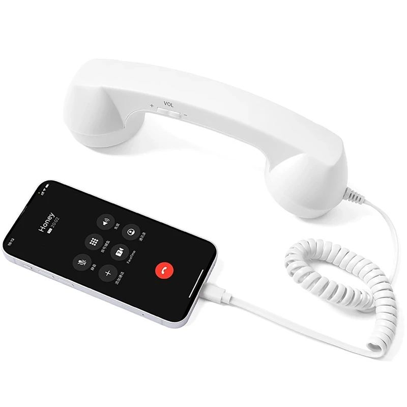 Retro Mobile Phone Handset Headphone Type-C Tangle Free Wire Landline Handle Receiver Telephone Style Handheld Phone Receiver