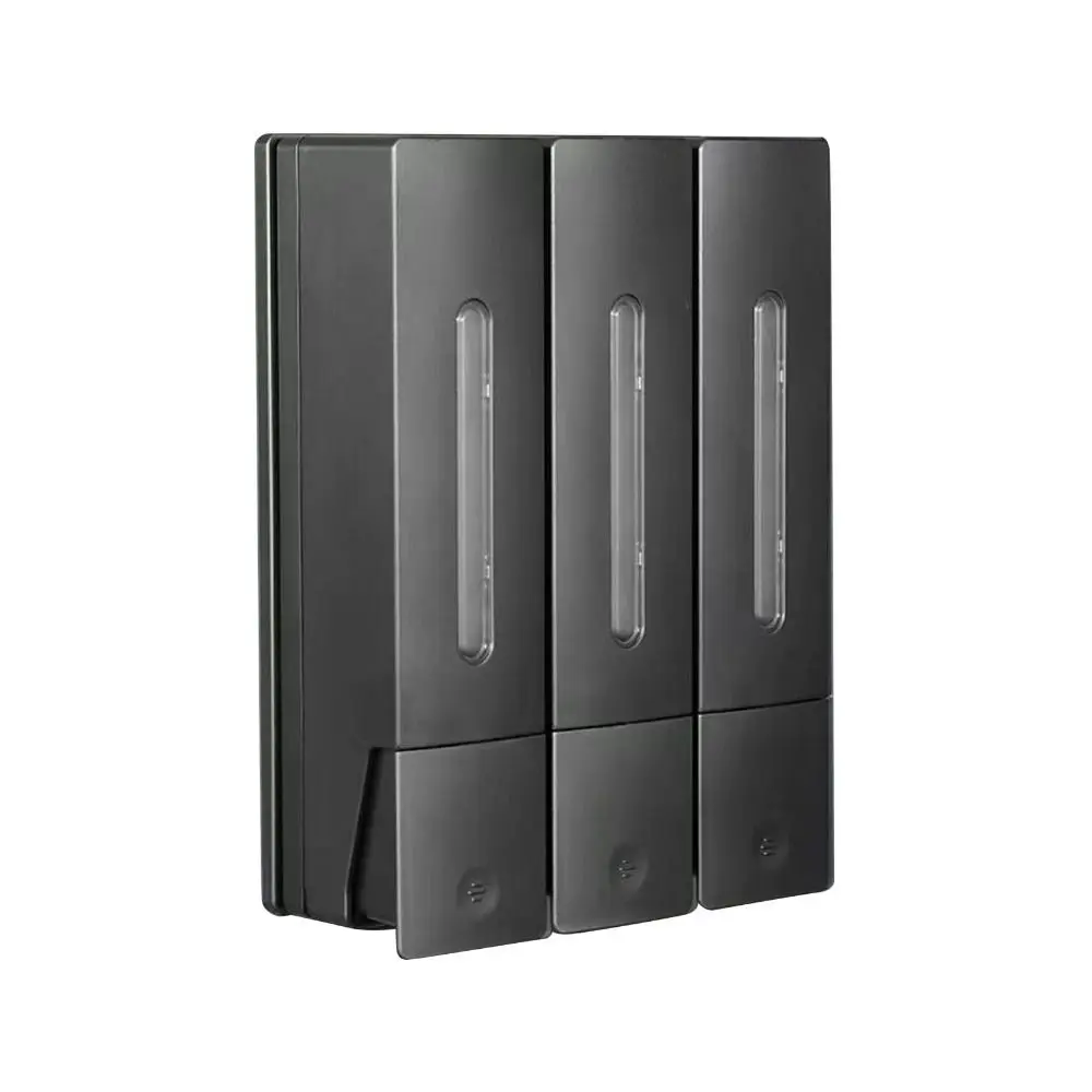 ABS Soap Dispenser 1200ml Capacity White Black Grey Shower Soap Dispenser Wall Mounted Design 3 Chamber Structure