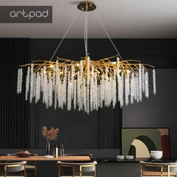 Artpad Anhänger Kronleuchter Loft Lampen Decke Halle Kristallglas LED Kronleuchter für Wohnzimmer Wohnkultur Luxus