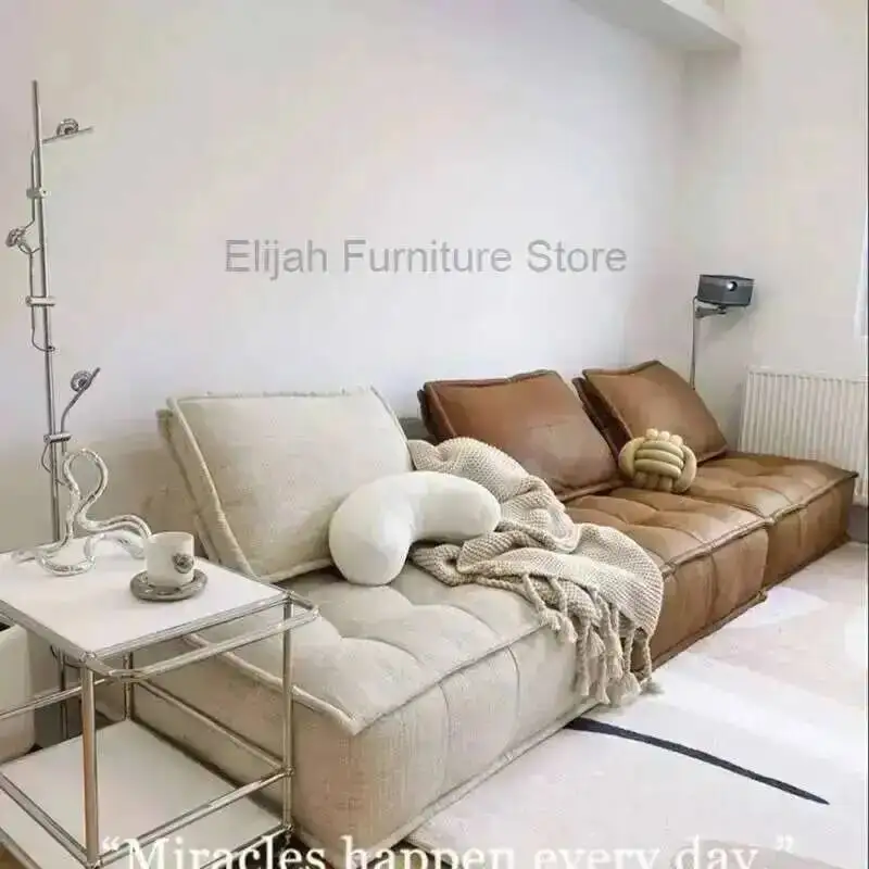 

Sofa Italian Single Tofu Tatami Block Fabric Double Technology Cloth Apartment Living lazy sofa Room Combination Square Sofa