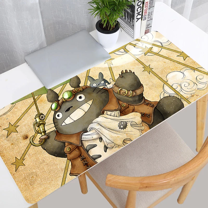 Mouse Pad 900x400 Extended Desk Mat Laptop Cartoon Anime T-totoro Mousepad PC Green Plants Keyboard Pad Kawaii Rubber Mouse Mat