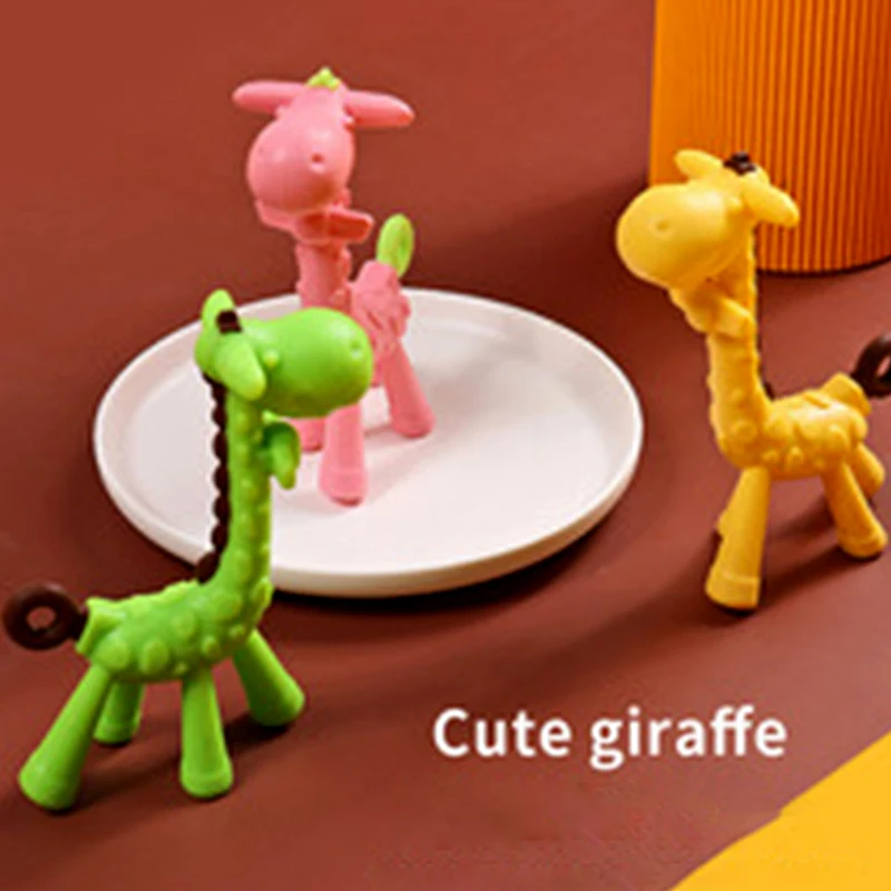 

1Pc Baby Teething Ring, BPA Free Silicone Teethers, Giraffe Cartoon Chew Charms Gift Toys
