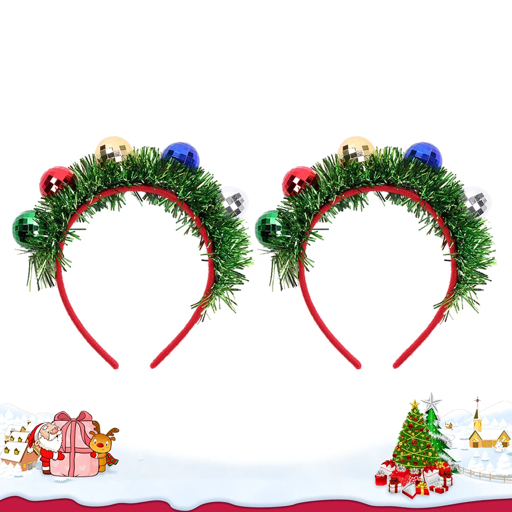 2 Pcs Christmas Tree Decorations Spotlight Ball Headband Holiday Garland Headbands for Kids