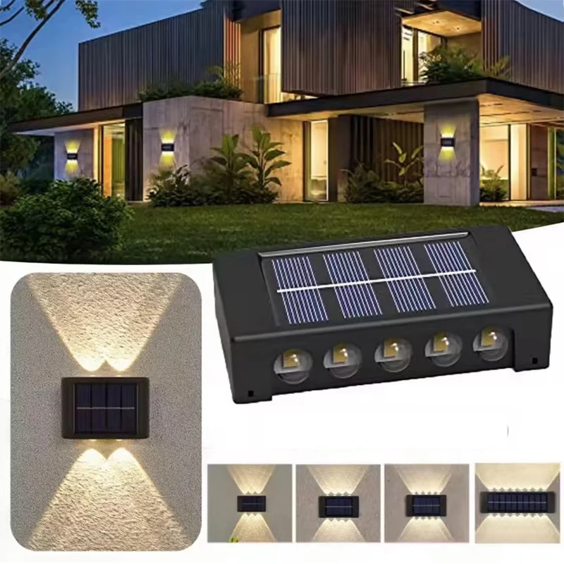 

Solar Wall Lamp Outdoor Waterproof Solar Lights Up And Down Convex lens Lighting For Garden Street Landscape Balcony Outdoor Dec