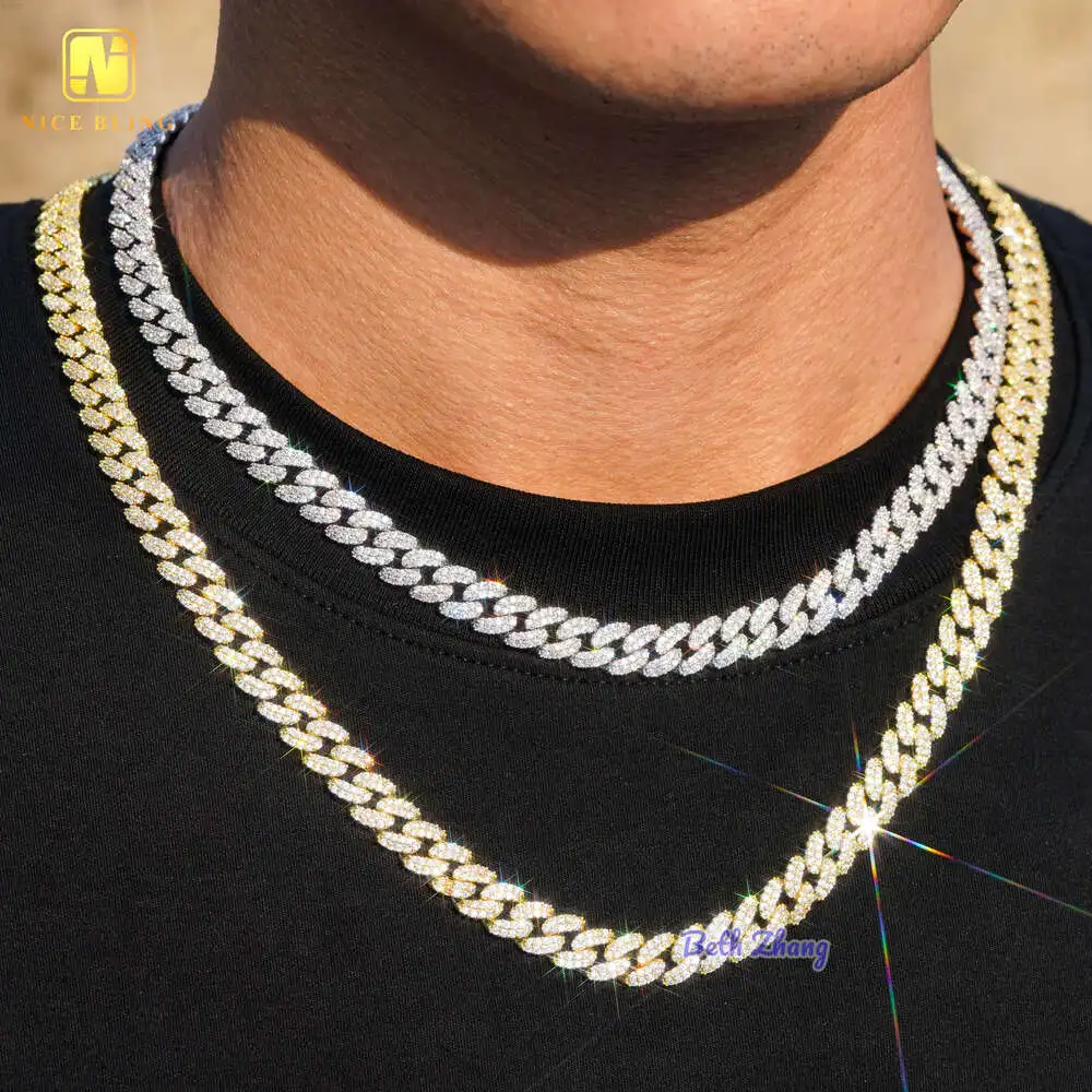 Factory Price Hip Hop Cuban Link Chain 18k Gold Plated Iced Out Necklaces 8mm Brass Zircon Cuban Chain Necklace and Bracelet