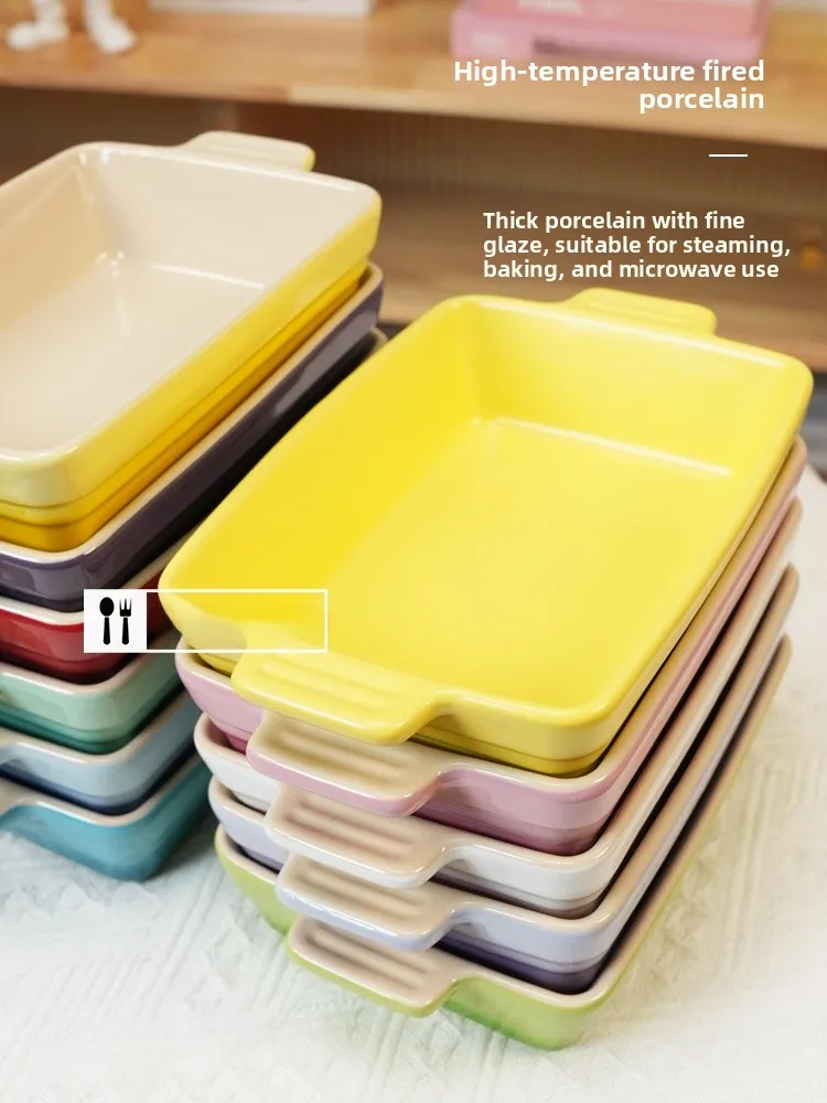 Le Creuset Cool Color Rectangular Cheese Baking Dish with Double Handles Ceramic Dishwasher Safe High Temperature Resistant