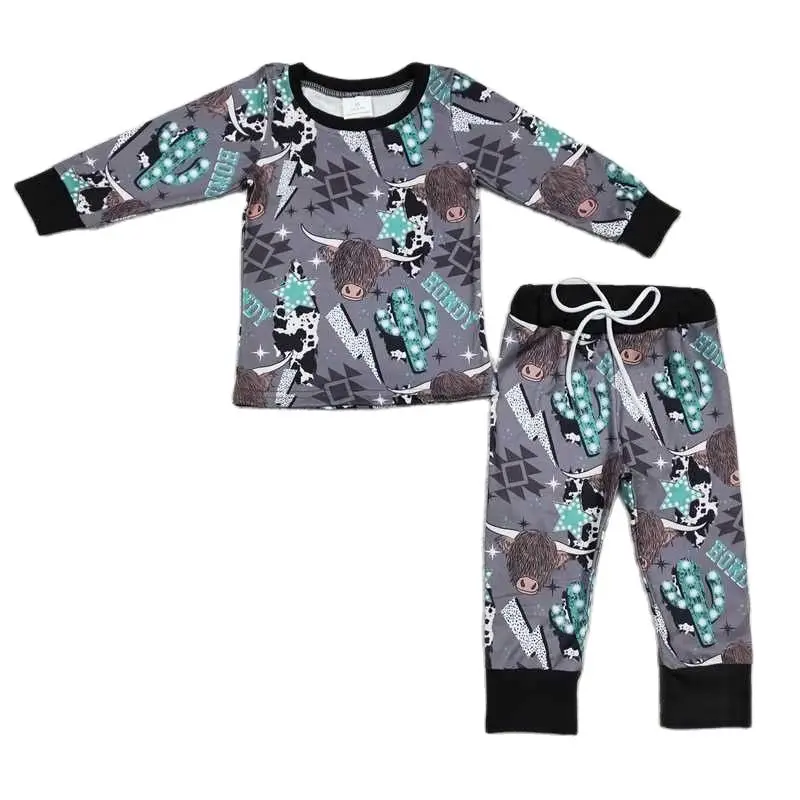 

Boys Alpine Cactus Gray Long Sleeve Trousers Set