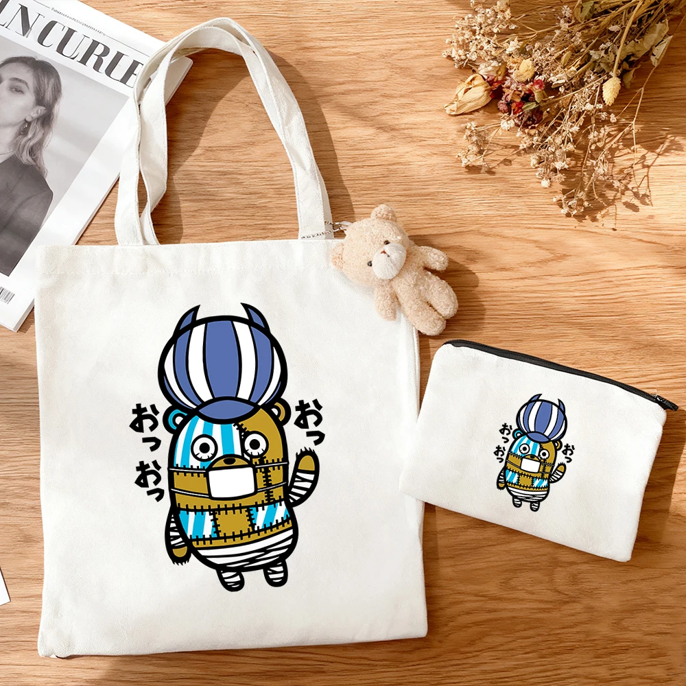 

3pcs/set Kawaii Roronoa Zoro Chibi Anime Canvas Tote Bag Print Shoulder Bag Mini Coin Purse Casual Bag Set Wallet Large Capacity