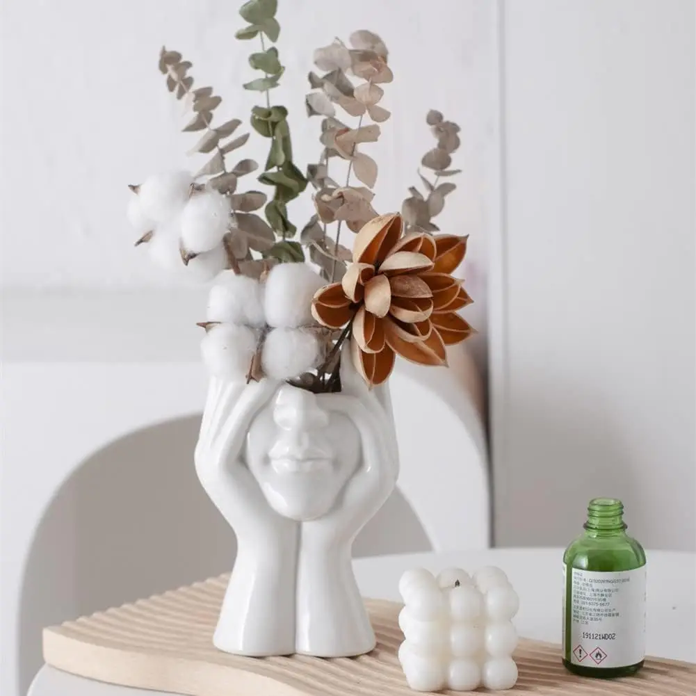 مزهرية وجه بيضاء مزهرية فريدة لديكور المنزل #2